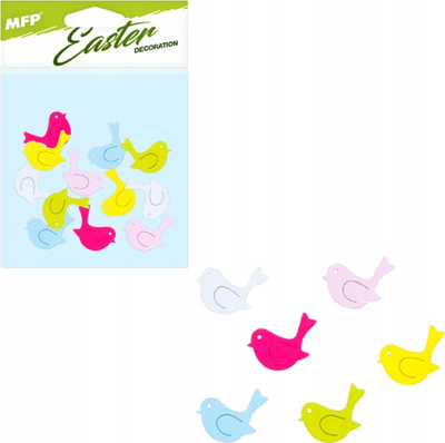 Zogj druri për zbukurim MFP Decoration Bird, 2.5 cm, 12 copë, shumëngjyrësh