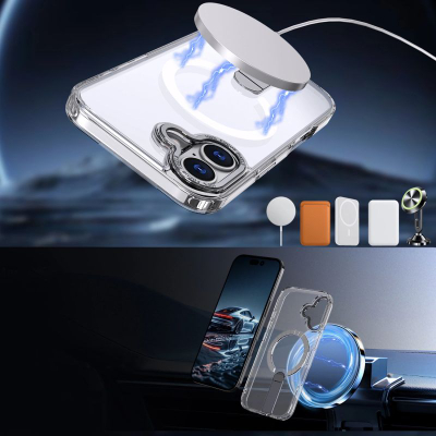 Mbrojtëse telefoni Hurtel Hybrid Armor X për iPhone 17, me MagSafe, me këmbëz, transparente