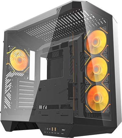 Куќиште за компјутер darkFlash DY470 ATX Cube, 4 ARGB вентилатори, закалено стакло, црно
