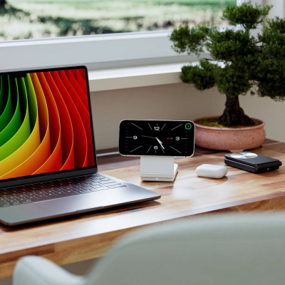 Безжичен полнач 3 во 1 Alogic YOGA, преклоплив држач, 15W, бел