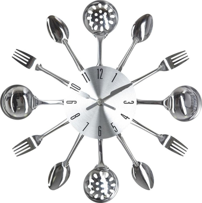 Orë muri Atmosphera Cutlery, 38 cm, metal, argjendi