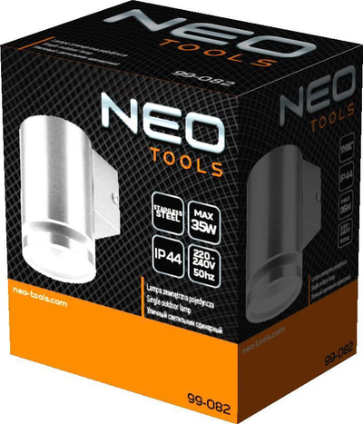 Lampë muri për jashtë NEO 99-082, IP44, GU10 35W, argjendi