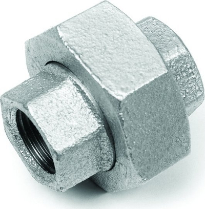 Bashkues tubash UNION, 1 1/4", galvanizuar, me garniturë, gri