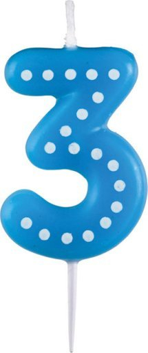 Qiri numër Amscan 3, dyll, 6.5 cm, blu
