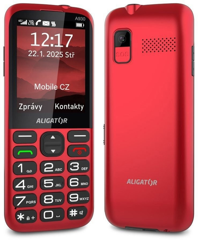 Telefoni Aligator A930 për të mëdhenjtë, 2.8", GPS, 4G, i kuq