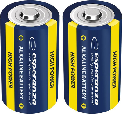 Bateri alkaline Esperanza C LR14, 1.5V, paketim 2 copë