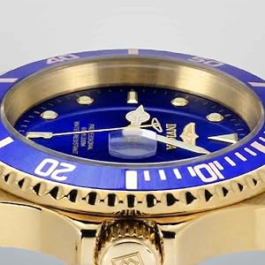 Orë dore Invicta Pro Diver, kuarc, çelik inox, ari blu