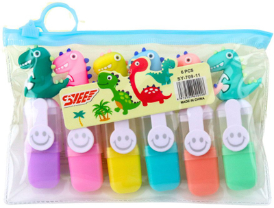Set markerësh të vegjël dinosaurë, 6 copë, 8 cm, shumëngjyrësh