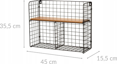 Rafte metalik zyre 4Living, 45 x 15.5 x 35.5 cm, i zi
