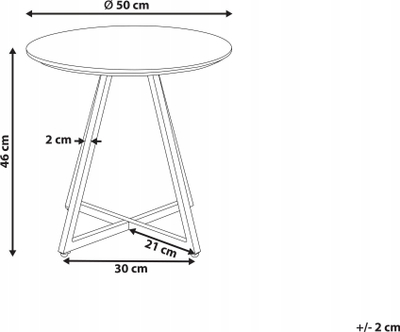 Tavolinë anësore ATOKA, diametër 50 cm, këmbë metal, dru i çelët me të zezë