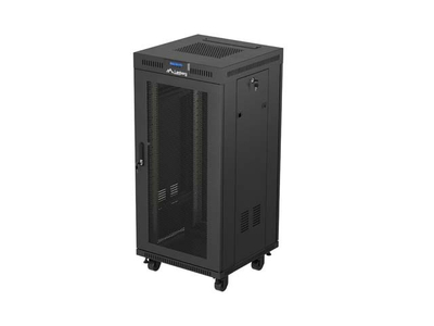 Kabinet rack Lanberg FF01-6624-23BL, 24U, për dysheme, i zi
