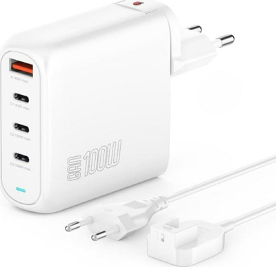 Полнач за ѕид 4smarts GaN Flex Pro, 3x USB C, 1.5m, бел