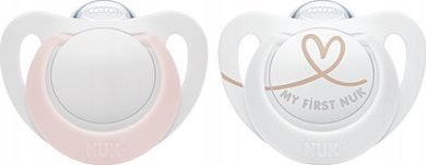 Qetësuese bebe NUK Star, silikon, set 2 copë, 0-6m, të bardha rozë