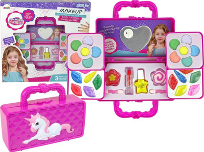 Set lodër grim Leantoys Unicorn, në valixhe, për kalamaj, rozë