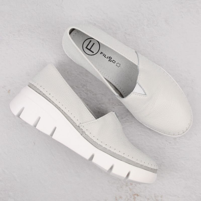 Женски чевли Filippo DP6161/24 WH, кожа, платформа wedge, бели