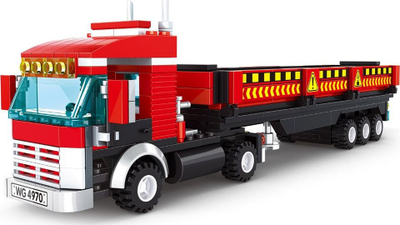 Set blloqesh për ndërtim Wange Heavy Truck 4970, 323 pjesë, kamion TIR i kuq