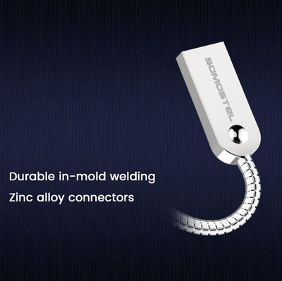 Kabllo karikimi Somostel Micro USB, Fast Charging 2.4A, 1m, ngjyrë argjendi