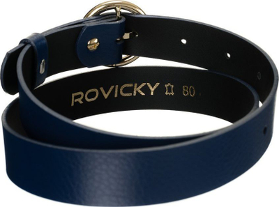 Кожен ремен за жени Rovicky, 2.7cm, кружна метална тока, темно сина