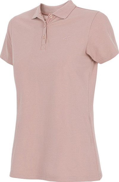 Bluzë polo për goca 4F H4L22-TSD355, Regular Fit, me jakë dhe kopsa, rozë e butë