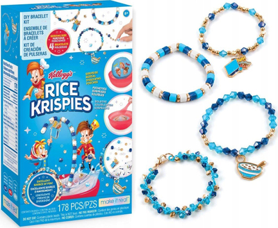 Set lodrash Make It Real Kellogg's Rice Krispies, kit byzylykësh DIY, 4 byzylykë, shumëngjyrësh
