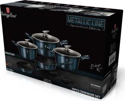 Set tenxheresh BerlingerHaus Metallic Line Aquamarine BH-1884, 10 copë, alumin, blu metalike