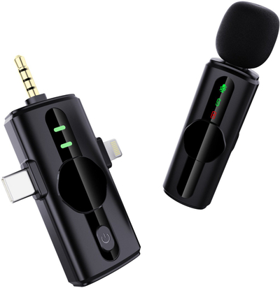 Mikrofon wireless lavalier Platinet 3 në 1, 2.4 GHz, Plug and Play, i zi