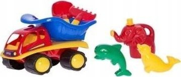 Set lodrash rëre Hemar Family Dump Truck, kamion me rimorkio, kove ujitëse, forma rëre, shumëngjyrësh