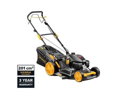 Kosë me benzinë Grunder S532VHY GCV200H, motor 201 cm³ Honda, gjerësi kositje 52 cm, zi e verdhë