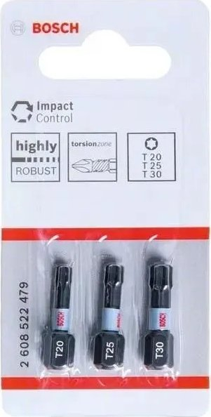 Set bitash yll Bosch 2608522479, 3 pjesë, shank 1/4" Hex