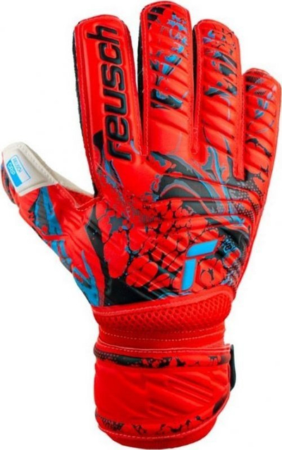 Doreza portieri Reusch Attrakt Grip 5370815, palla latex, fusha natyrale, të kuqe