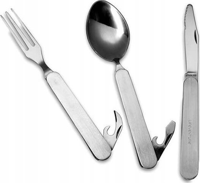 Set takëmi palosës Lifeventure Folding Cutlery Set, çelik inoks, argjendtë