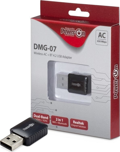 Adapter USB Wi-Fi Bluetooth Inter-Tech DMG-07, Wi-Fi 5 650Mbps, Bluetooth 4.2, i zi