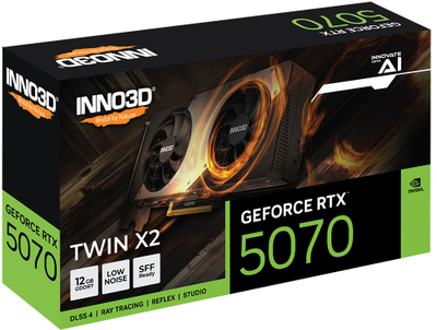 Kartelë grafike INNO3D GeForce RTX 5070 TWIN X2, 12GB GDDR7, 1440p, e zezë