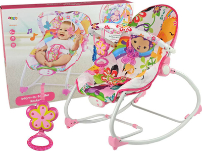 Karrige lëkundëse Lean Sport Rocker Seat 2 in 1 Pink Little Flower, me vibrim e tinguj, rozë