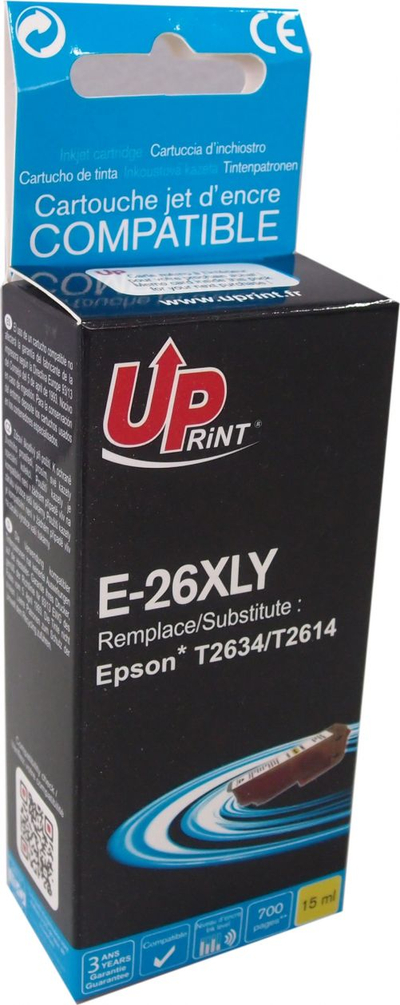 Kartutxhë boje UPrint Ink E-26XLY, Yellow, e verdhë