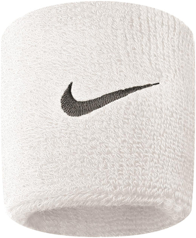 Byzylyk sportiv Nike Swoosh Wristband, set 2 copë, i bardhë e zi