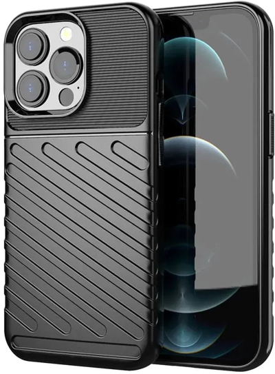 Kllaf telefoni Hurtel Thunder Case për iPhone 13 Pro, TPU fleksibël, mbrojtje e fortë, i zi