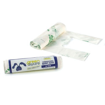 Qese të kompostueshme për pelena GreenAware, 30 copa, 30 rula, transparente