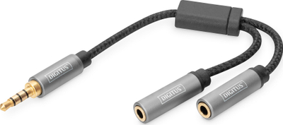 Adaptor audio Digitus, 3.5 mm jack në 2x 3.5 mm, gri