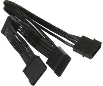 Kabllo energjie NZXT CB-43SATA, 4-pin Molex në 3x SATA, 20cm, i zi