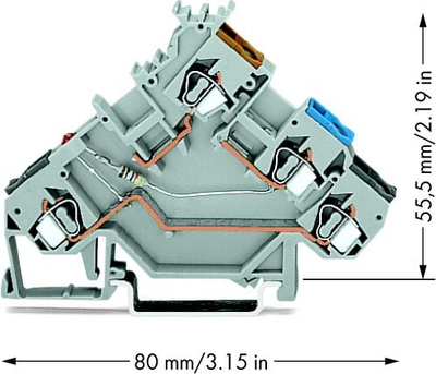 Bllok terminal Wago 280-560 281-434, për sensorë PNP, 2.5mm², gri