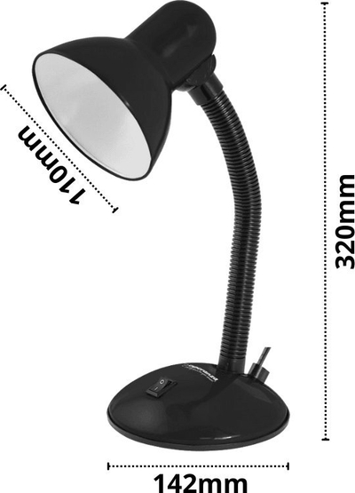 Lampë tavoline Esperanza ELD107K, me krah të lëvizshëm, E27 12W, e zezë