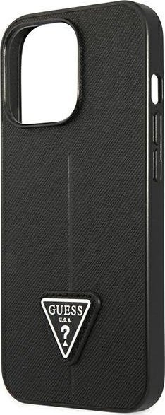Kapak telefoni Guess Saffiano Triangle Logo për iPhone 14 Pro 6.1", hardcase, i zi