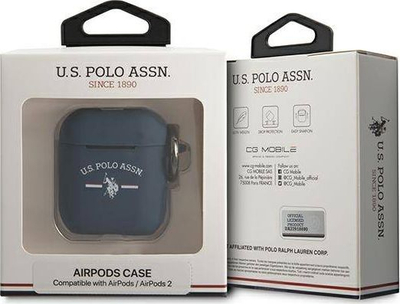 Kuti mbrojtëse U.S. Polo Assn USACA2SFGV për AirPods 1/2, PC TPU, blu e errët (navy)