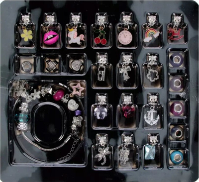 Set lodrash bizhuteri Mega Creative Jewellery Collection, për byzylykë edhe varse, me kuti, rozë