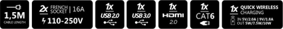 Panel prizash tavoline Spacetronik SPS-S27B, karikues wireless, porte USB, i zi