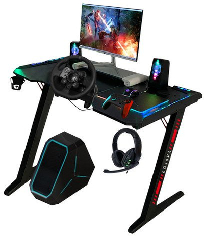 Tavolinë gaming Raptor-Gaming Gaming Table, konstruksion çeliku, sipërfaqe e gjerë, e zezë
