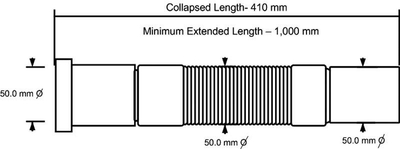 Акордно хидросанитарно црево McAlpine FLX501MPS, 50x50mm, 1000mm, бело
