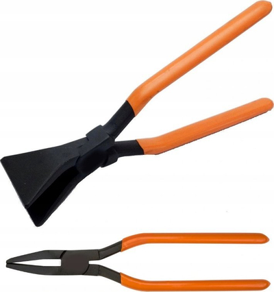 Darë llamarine Strend Pro Roofing Pliers Straight 180°, nofulla të gjera, doreza PVC, portokalli