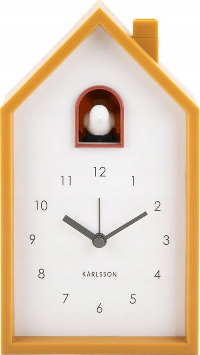 Ora alarmi Karlsson Modern Cuckoo, analoge, plastike, e bardhë